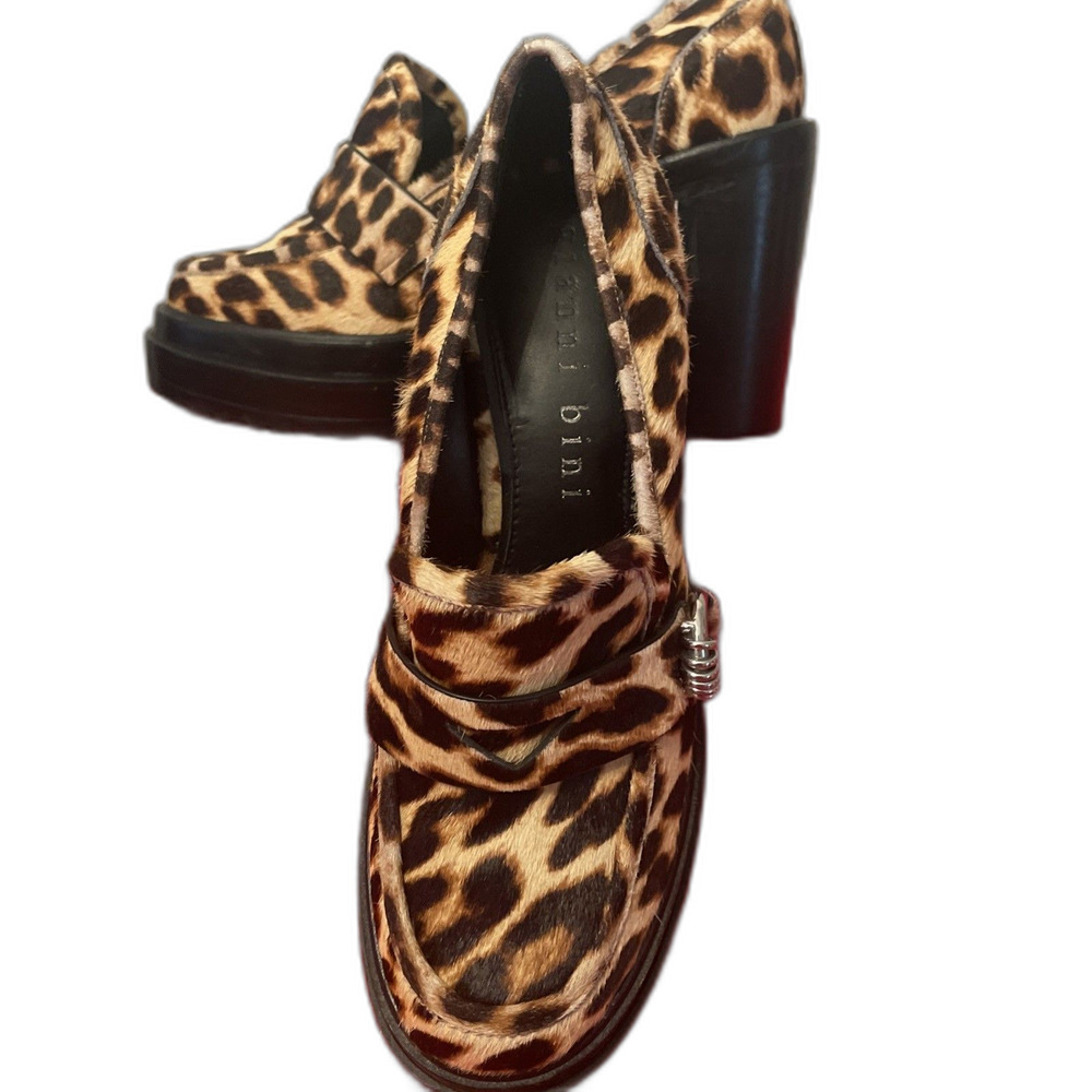 Gianni Bini Calf Hair Leopard Print Fat Square Heels 8.5 VNC